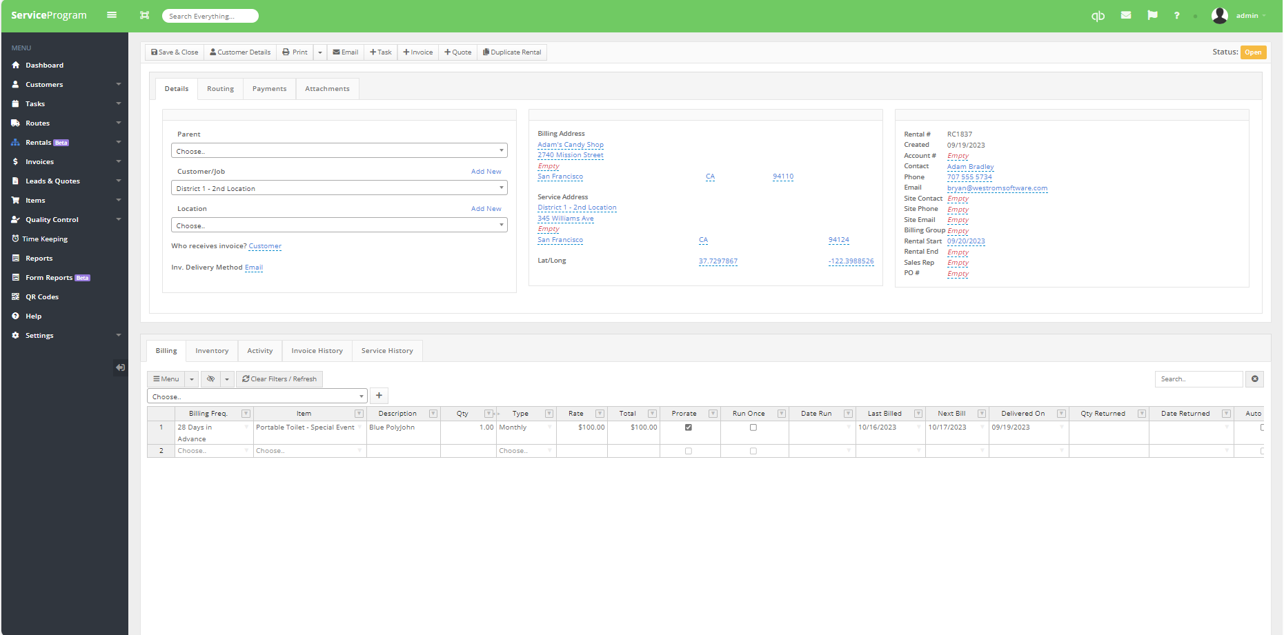 screenshot of The Service Program